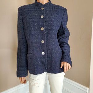 Liz Claiborne  Women's  Blazer Jacket Plus Size 16  Black Silver Threads